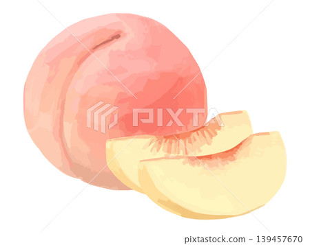 一個完整的桃子和兩片桃子 139457670