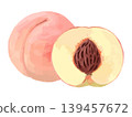 一個完整的桃子和半個切開的桃子（帶核） 139457672