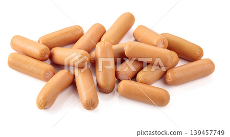 Boiled sausages isolated on a white background. Boiled sausages isolated on a white background. 139457749