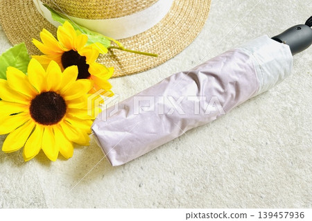 Sunflowers, straw hats, and parasols Sunflowers, straw hats, and parasols 139457936