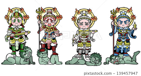 Set of the Four Heavenly Kings (Dhritarashtra, Virudhaka, Virupaksha, Vaishravana) 139457947