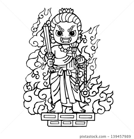 不動明王(站立,微笑,單色) 不動明王(站立,微笑,單色) 139457989