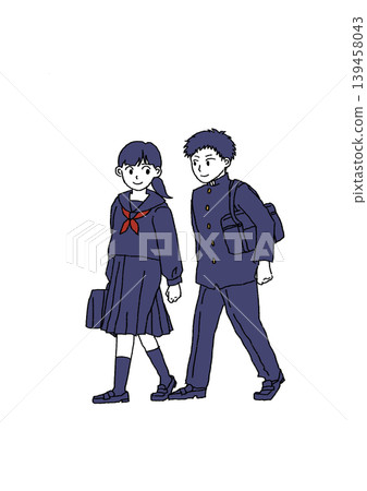 Junior high school students going to and from school Junior high school students going to and from school 139458043