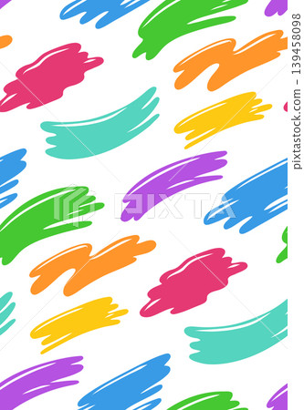 Vector bright seamless pattern with multicolored marker strokes on a white background. Texture with cartoon acrylic smudges Vector bright seamless pattern with multicolored marker strokes on a white background. Texture with cartoon acrylic smudges 139458098