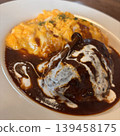 Delicious hamburger steak and omelet rice 139458175