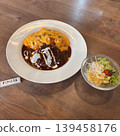 Omelet rice and salad lunch set 139458176