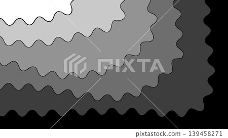 Abstract monochrome background with wavy concentric layers in shades of gray. Modern geometric pattern with fluid curved shapes for creative graphic design and minimal backdrops. 139458271