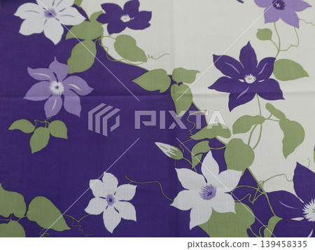 Cool and refreshing clematis hand-dyed tapestry furoshiki in indigo, white, and light green. Cool and refreshing clematis hand-dyed tapestry furoshiki in indigo, white, and light green. 139458335