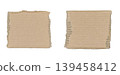 Brown corrugated kraft paper torn into pieces isolated on white background 139458412
