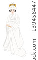 Illustration of a woman wearing a white wedding kimono 139458447