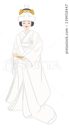 一個穿著白色衣服的女人的插圖 139458447