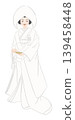 Illustration of a woman wearing a white wedding kimono 139458448