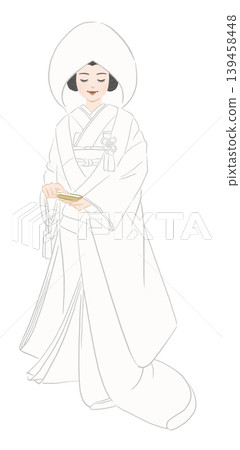 一個穿著白色衣服的女人的插圖 139458448
