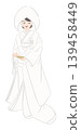 Illustration of a woman wearing a white wedding kimono 139458449