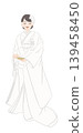 Illustration of a woman wearing a white wedding kimono 139458450