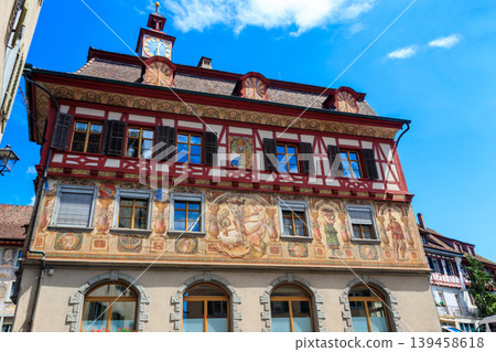 Beautiful painted Town Hall in the historic old town of Stein am Rhein, Switzerland Beautiful painted Town Hall in the historic old town of Stein am Rhein, Switzerland 139458618
