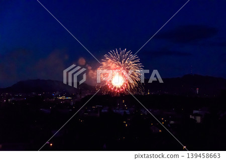 Beautiful fireworks over Bern city in Switzerland 139458663