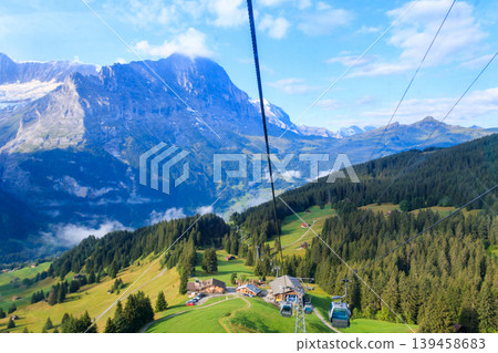 Overhead cable car to First mountain, Grindelwald, Switzerland 139458683