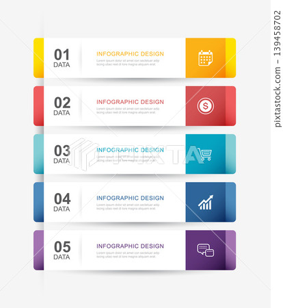 Business infographic design banner template with five colorful options. 139458702