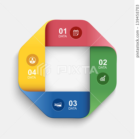 Abstract square business data infographic design with four colorful steps. Abstract square business data infographic design with four colorful steps. 139458703