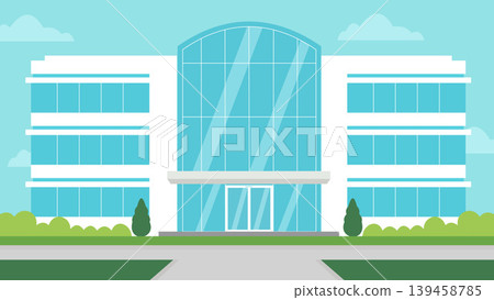 Curved Corporate Office Flat Design Illustration Architecture Curved Corporate Office Flat Design Illustration Architecture 139458785