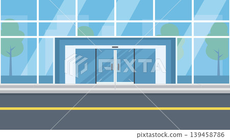 Urban Entrance Office Flat Design Illustration Exterior Urban Entrance Office Flat Design Illustration Exterior 139458786