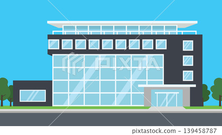 Sleek Tower Office Flat Design Illustration Concept Sleek Tower Office Flat Design Illustration Concept 139458787