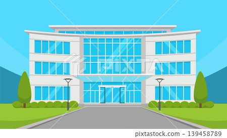 Elegant Headquarters Office Flat Design Illustration Architecture Elegant Headquarters Office Flat Design Illustration Architecture 139458789