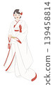 Illustration of a woman wearing a white wedding kimono 139458814