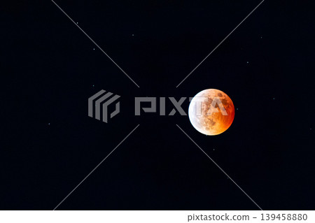 Lunar eclipse and starry sky (blood moon) Lunar eclipse and starry sky (blood moon) 139458880