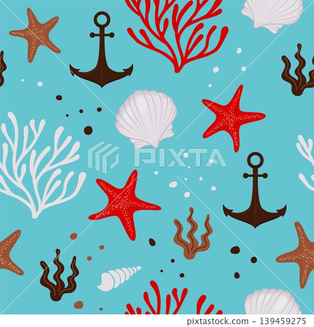 colorful marine seamless pattern colorful marine seamless pattern 139459275