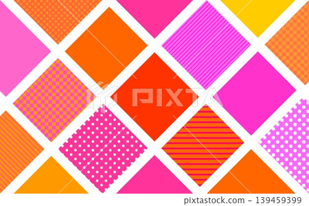 Geometric patterns, squares, dots, stripes, grid patterns, orange, pink Geometric patterns, squares, dots, stripes, grid patterns, orange, pink 139459399