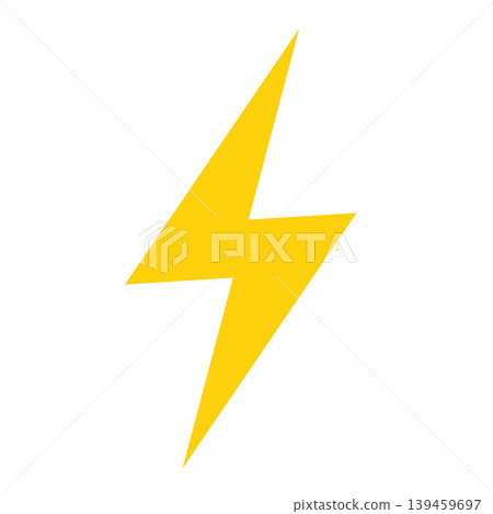 Simple illustration icon of a lightning bolt (yellow) 003 139459697