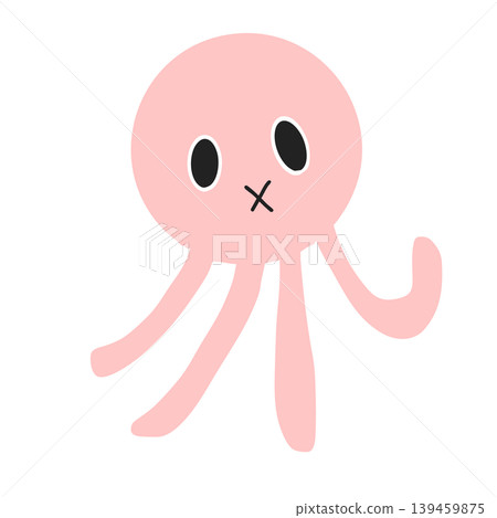 一幅簡單、可愛、輕鬆的章魚插圖(透明背景)。 一幅簡單、可愛、輕鬆的章魚插圖(透明背景)。 139459875