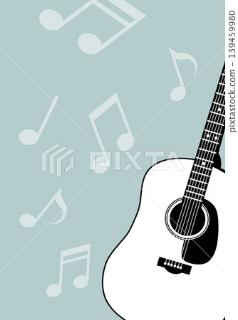 原聲吉他和音符背景框素材 - 直式版 原聲吉他和音符背景框素材 - 直式版 139459980