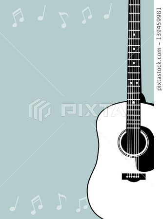 Acoustic guitar and musical note background frame material - vertical Acoustic guitar and musical note background frame material - vertical 139459981