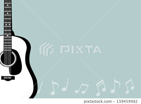 Acoustic guitar and musical note background frame material - horizontal 139459982