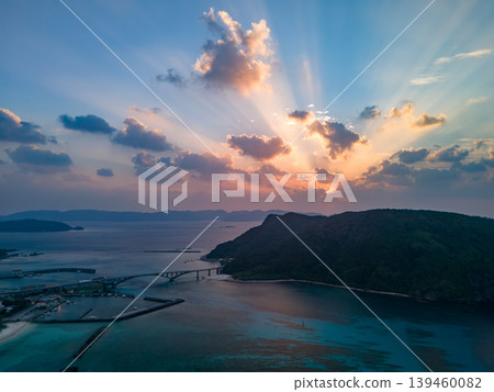 Drone footage of the sunrise viewed from Amagi Observatory on Aka Island. Aka Island, Kerama Islands, Shimajiri District, Okinawa Prefecture, 2025 Drone footage of the sunrise viewed from Amagi Observatory on Aka Island. Aka Island, Kerama Islands, Shimajiri District, Okinawa Prefecture, 2025 139460082