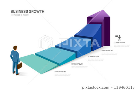 Business growth success infographic template with 5 steps arrow road map milestones diagram, presentation vector infographic. Business growth success infographic template with 5 steps arrow road map milestones diagram, presentation vector infographic. 139460113