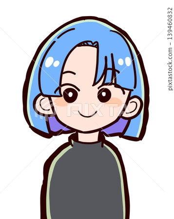 一位面帶微笑的藍髮女子 139460832
