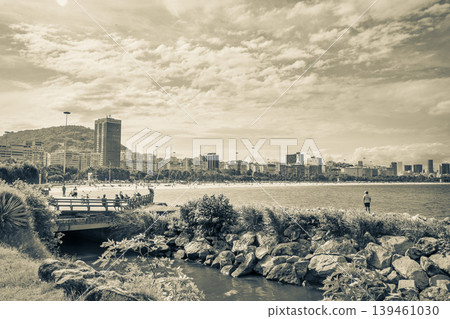 Flamengo Beach panorama view and cityscape Rio de Janeiro Brazil. Flamengo Beach panorama view and cityscape Rio de Janeiro Brazil. 139461030