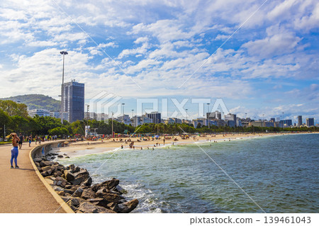 Flamengo Beach panorama view and cityscape Rio de Janeiro Brazil. Flamengo Beach panorama view and cityscape Rio de Janeiro Brazil. 139461043