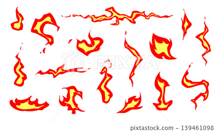 A set of flame effects in various shapes. Simple editable vector illustrations of fire. A spicy flavor image. 139461098