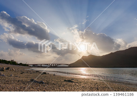 A sunrise over Geruma Island, as seen from Amagi Observatory on Aka Island. Aka Island, Kerama Islands, Shimajiri District, Okinawa Prefecture 2025 139461186