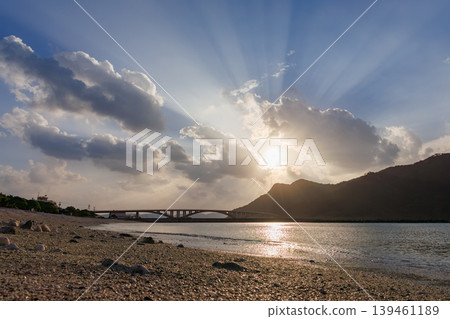 A sunrise over Geruma Island, as seen from Amagi Observatory on Aka Island. Aka Island, Kerama Islands, Shimajiri District, Okinawa Prefecture 2025 139461189