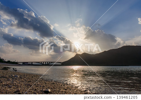 A sunrise over Geruma Island, as seen from Amagi Observatory on Aka Island. Aka Island, Kerama Islands, Shimajiri District, Okinawa Prefecture 2025 139461205
