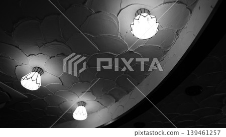 Looking up at the ceiling, I see retro lighting. Looking up at the ceiling, I see retro lighting. 139461257