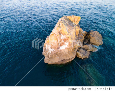 Drone footage of Ose, Minami-Izu at sunset. The coastline features unique rock formations such as Minokake-iwa. Minami-Izu Town, Kamo District, Shizuoka Prefecture - 2026 Drone footage of Ose, Minami-Izu at sunset. The coastline features unique rock formations such as Minokake-iwa. Minami-Izu Town, Kamo District, Shizuoka Prefecture - 2026 139461518