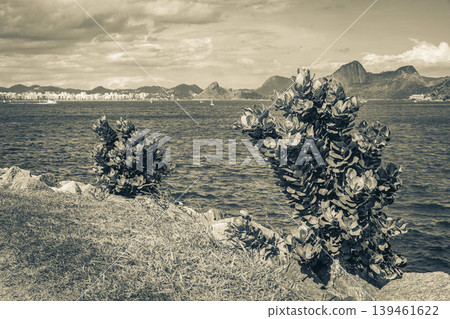 Landscape panorama coastline boats mountains Niteroi Rio de Janeiro Brazil. Landscape panorama coastline boats mountains Niteroi Rio de Janeiro Brazil. 139461622