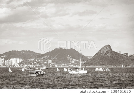 Landscape panorama coastline boats mountains Niteroi Rio de Janeiro Brazil. Landscape panorama coastline boats mountains Niteroi Rio de Janeiro Brazil. 139461630